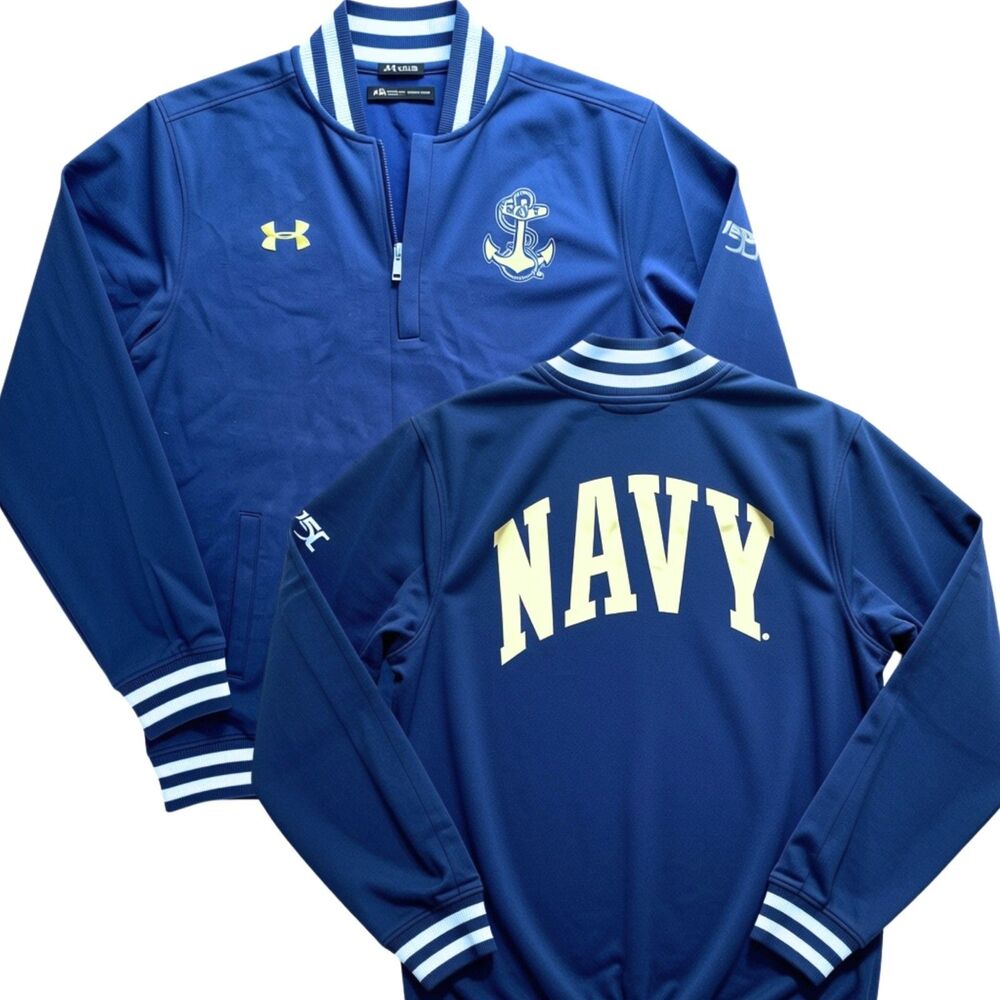 Under Armour Men's Navy Midshipmen USNA 150th Quarter Zip Jacket Medium